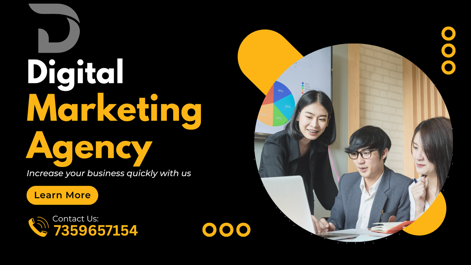 Black and Yellow Marketing Agency Facebook Cover